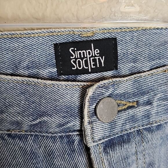 Simple Society AB Rhinestone Studded High Rise Button Fly Straight Denim Jean 31 - Picture 5 of 12